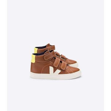 Kids' Veja ESPLAR MID LEATHER High Tops Coffee | SG 678AHK